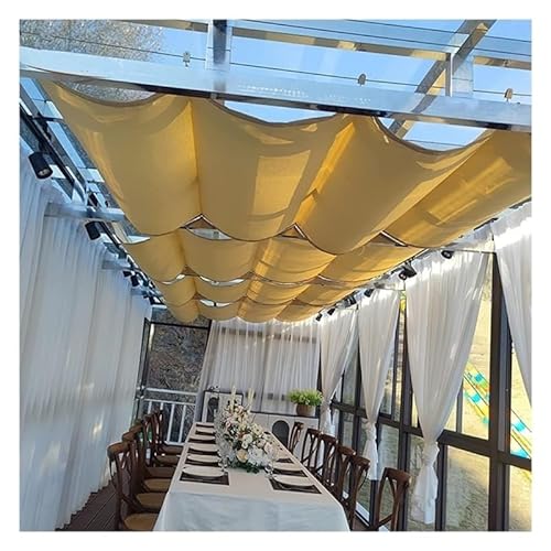 die Segel ausdehnen, Einziehbares PU-Polyester-Sonnensegel, wasserdicht, for Terrassen, Mehrfarben-Mehrfachgrößen(Yellow,0.9x5m) von NIUSABOU