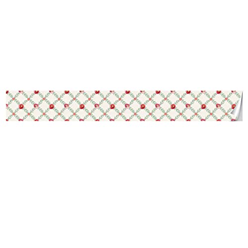 ungeklebte Wandrahmen-Aufkleber, Selbstklebende Tapetenbordüre for Badezimmer, Küche, Decke, mehrfarbig, 15 cm x 300 cm(Red and Green Rattan Rose Yxb006) von NIUSABOU