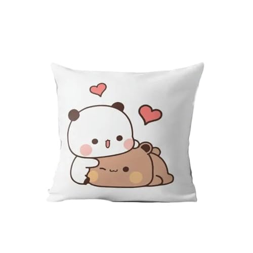 NIUVOO Kawaii Anime Panda Bubu & Dudu Wurfkissen, süßes Cartoon-Katzenkissen für Kinderzimmer und Heimdekoration, Schlafzimmer, Sofa, Anime-Bett, modischer Kissenbezug (B, 45 x 45 cm) von NIUVOO
