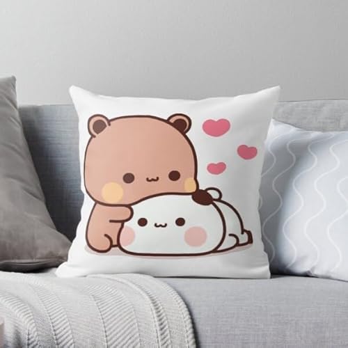 NIUVOO Kawaii Anime Panda Bubu & Dudu Wurfkissen, süßes Cartoon-Katzenkissen für Kinderzimmer und Heimdekoration, Schlafzimmer, Sofa, Anime-Bett, modischer Kissenbezug (I, 60 x 60 cm) von NIUVOO