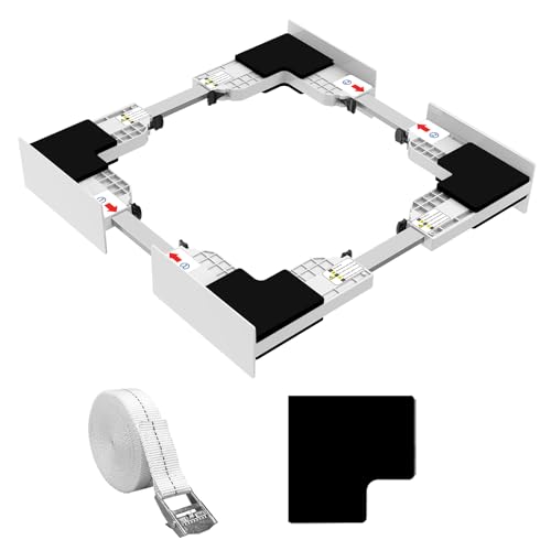 NIUXX Universal Zwischenbaurahmen Set für Waschmaschine und Trockner, Verstellbarer Verbindungsrahmen Kit (46-66 cm), Stapelbausatz mit Ratschenseil, Zwischeneinbausatz für platzsparende Waschküchen von NIUXX