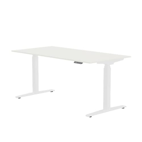 NIVIMA Elektrisch höhenverstellbarer Schreibtisch mit Quadratsäule, Weiß, Größe: 140cm x 80cm | Rahmenfarbe von NIVIMA