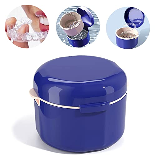 Gebissdose Zahnspangendose Zahnprothesen Behälter Prothesendose Spangendose Zahnspangenbox Zahnrettungsbox Falsche Zähne Zahnprothese Box, Blau von NIWISFOS