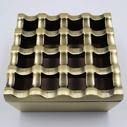 Metall-Aschenbecher für Zigaretten und Zigarren, winddichter Aschenbecher für Zuhause, Hotel, Garten und Schreibtisch, 1 Stück (Bronze, mittel - 16 Löcher) von NIWONS