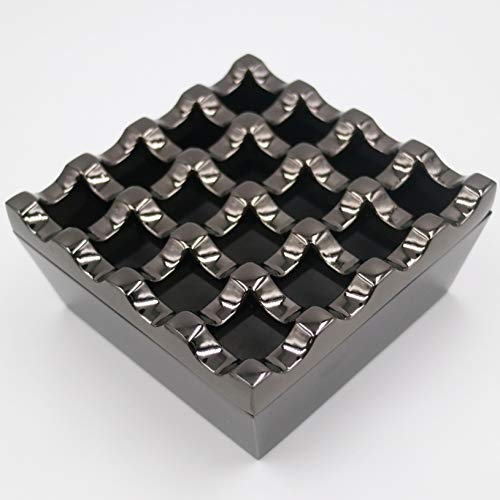 Metall-Aschenbecher für Zigaretten und Zigarren, winddichter Aschenbecher für Zuhause, Hotel, Garten und Schreibtisch, 1 Stück (Gun Black, Medium 16 Loch) von NIWONS