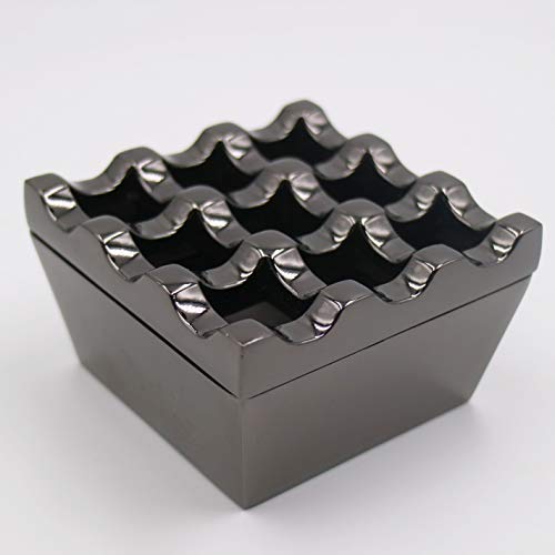 Metall-Aschenbecher für Zigaretten und Zigarren, winddichter Aschenbecher für Zuhause, Hotel, Garten und Schreibtisch, 1 Stück (Gun Black, kleines 9-Loch) von NIWONS