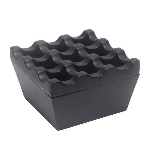 Metall-Aschenbecher für Zigaretten und Zigarren, winddichter Aschenbecher für Zuhause, Hotel, Garten und Schreibtisch, 1 Stück (mattschwarz, kleines 9-Loch) von NIWONS