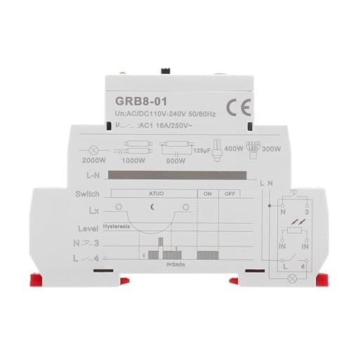 GRB8-01/02 Dämmerungsschalter Din-schiene Photoelektrische Timer Lichtsensor Relais AC110V-240V Auto EIN AUS RELAIS(GRB8-01 AC110-240V) von NIWPPKIMX