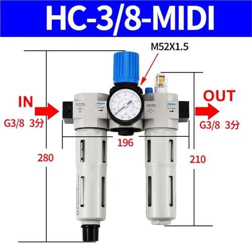 HC 1,6 MPa Hochdruckregler Luftfilter Prozessor Öl Wasser Separator Dreiteiliger Luftprozessor(HC-G3l8-MIDI) von NIWPPKIMX