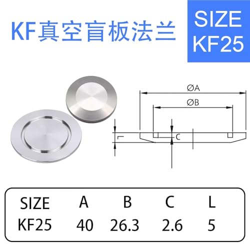 SAP Edelstahl SS304 Aluminium Blindplatte KF Blindflansch NW25 Vakuumflansch Blank KF Vakuumarmaturen KF16 KF25 KF40 KF50(KF25,SS304_10 PACKS) von NIWPPKIMX