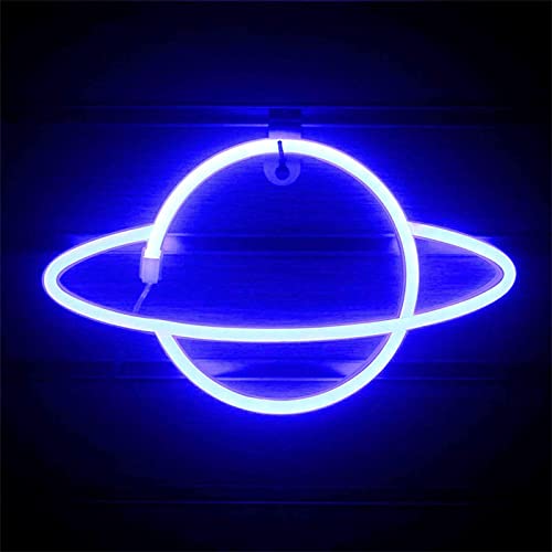 NIWWIN Alien Neon Sign, Dekorative Wandleuchten,Stimmungslichter im Schlafzimmer,Kinderzimmerdekoration, Weihnachtsdekoration, Geburtstagsgeschenk. Akku oder USB (Planet Blau) von NIWWIN
