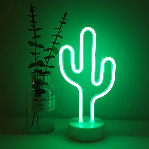 NIWWIN Kaktus Neonlicht, LED-Neonschilder,Dekorative Tischlampe,3AA/USB betrieben.Stimmungslichter im Schlafzimmer,Kinderzimmerdekoration, Weihnachtsdekoration, Geburtstagsgeschenk. von NIWWIN