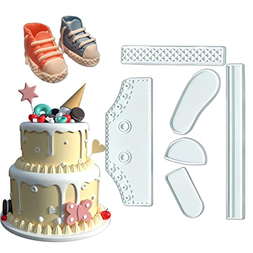 NIWWIN Kuchenform, 6 stücke DIY Kuchen Dekoration Werkzeuge Set, Backen Dekorieren Fußball Schuhe Form Kuchen Mold Fräser, Kreative 3D Kuchen Fondant Mold Sho Kuchen Dekorieren Backwerkzeug von NIWWIN