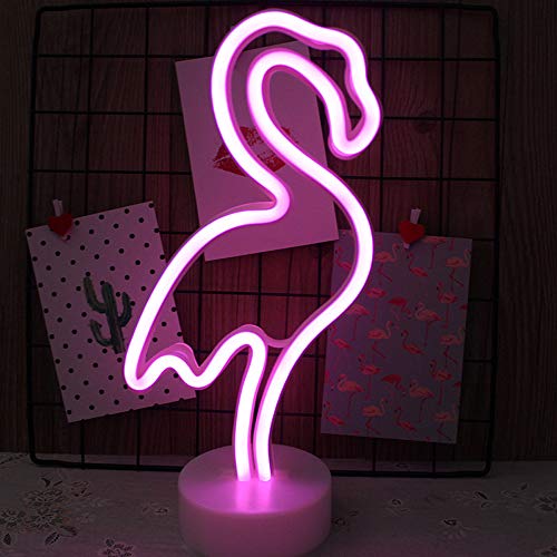 NIWWIN Neonlichtfigur, LED-Wanddekoration, Nachtlicht, USB/batteriebetriebenes Neonlicht für Weihnachten, Geburtstagsgeschenk, Party, Kinder, Wohnzimmer, Hochzeitsdekor (Flamingo) von NIWWIN