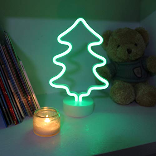NIWWIN Neonlichtfigur, LED-Wanddekoration, Nachtlicht, USB/batteriebetriebenes Neonlicht für Weihnachten, Geburtstagsgeschenk, Party, Kinder, Wohnzimmer, Hochzeitsdekor (C-Baum) von NIWWIN