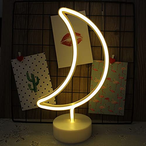NIWWIN Neonlichtfigur, LED-Wanddekoration, Nachtlicht, USB/batteriebetriebenes Neonlicht für Weihnachten, Geburtstagsgeschenk, Party, Kinder, Wohnzimmer, Hochzeitsdekor (Mond) von NIWWIN