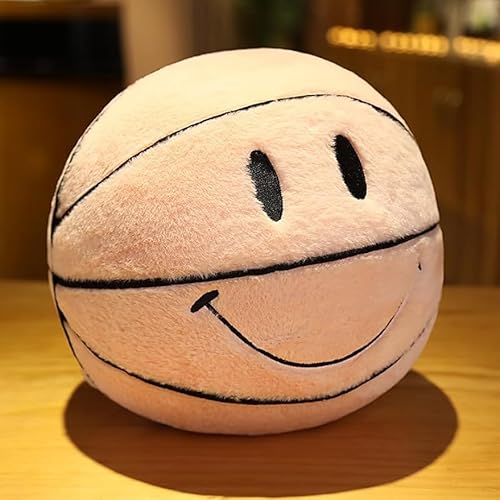 NIXNUT Smiley Basketball Kissen,Plüsch Basketball Kissen,Basketball Pillow Weiches,30 cm Basketball Kissen Fußball Basketball Stofftier Kreative Zimmer Dekorationen (B) von NIXNUT