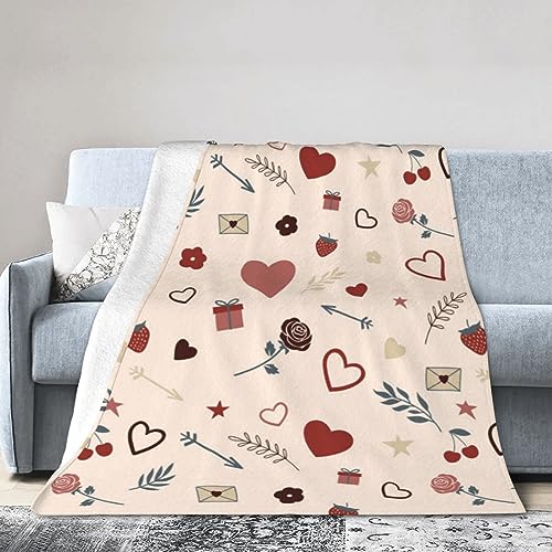 NIXNUT Superweiche Flanelldecke Amors Pfeil Erdbeere Weiche Flauschige Warme Fleecedecke Sofa Bett Reise Druck Decke Geschenk von NIXNUT