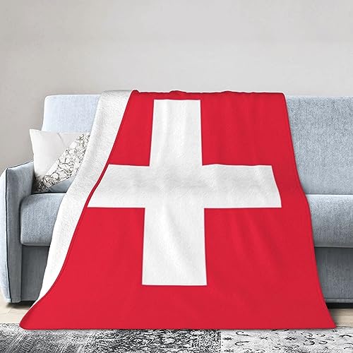 NIXNUT Superweiche Flanelldecke Schweizer Flagge Weiche Flauschige Warme Fleecedecke Sofa Bett Reise Druck Decke Geschenk von NIXNUT