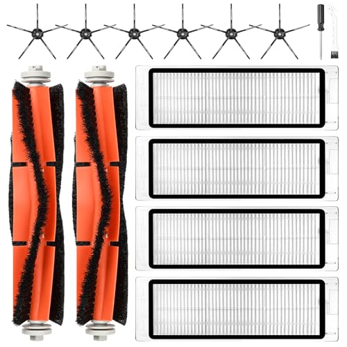 14 Stück Zubehörset für Xiaomi Roborock S6 / S5 Max / S5 / S6 Pure / S6 Maxv / S60 / S65 Saugroboter, Ersatzteile 2 Hauptbürste 4 HEPA Filter 6 Seitenbürste 1 Reinigungszubehör 1 Schraubendreher von NIXOOT