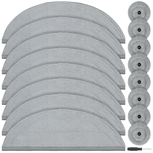 16 Stück Wischtücher Ersatzteile für Roborock Saros 10 Wischroboter, Waschbaren Mikrofaser Wischpad Zubehör,Wiederverwendbar Mop mit 1 Schraubendreher(8 Wischpads+8 Runde Wischmopps) von NIXOOT