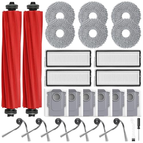 25 Stück Zubehör für Roborock QV 35A / Roborock QV 35S Saugroboter, 1 Hauptbürste 6 Staubbeutel 6 Wischpad 4 HEPA Filter 6 Seitenbürste 1 Reinigungszubehör 1 Schraubendreher Ersatzteilset von NIXOOT
