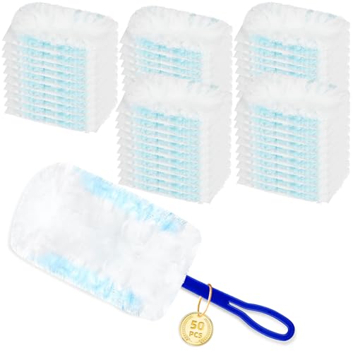 NIXOOT 50 Stück Staubmagnet Nachfüllpack für Swiffer Staubmagnet, Einweg Staubwedel Starterset Aufsaugen Staub und Haar Entfernen（50 Tücher + 1 Griff ） von NIXOOT