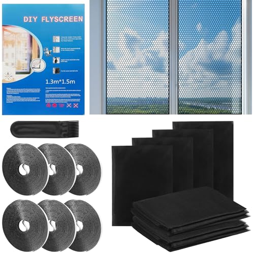6 Stück Fliegengitter für Fenster, 130 x 150 cm Selbstklebendes Moskitonetz mit Klettband, Insektenschutz für Fenster Schwarz ohne Bohren, für Fenster Schützen die Familie vor Insekten 6 Stück Fliegengitter für Fenster, 130 x 150 cm Selbstklebendes Moskitonetz mit Klettband, Insektenschutz für Fenster Schwarz ohne Bohren, für Fenster Schützen die Familie vor Insekten von NIXRET