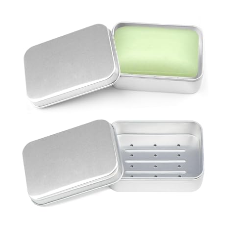 2 Stück Seifendose Aluminium, Seifendose mit Abtropfgitter, Seifenbox Reise Wasserdicht, Rechteck Seifendose Klein 9,6 x 6,8 x 3 cm, Seifenschale mit Deckel für zu Hause Oder auf Reisen 2 Stück Seifendose Aluminium, Seifendose mit Abtropfgitter, Seifenbox Reise Wasserdicht, Rechteck Seifendose Klein 9,6 x 6,8 x 3 cm, Seifenschale mit Deckel für zu Hause Oder auf Reisen von NIXRET