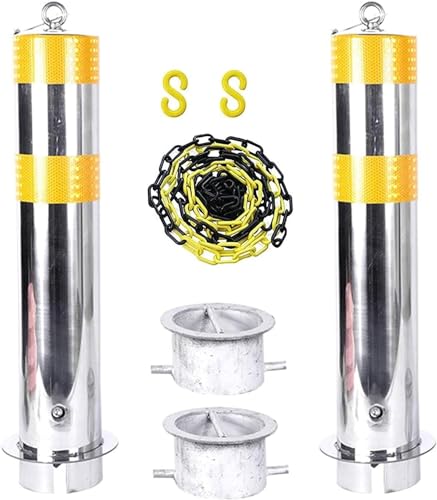 2er-Pack robuster Parkpfosten aus Edelstahl – 600 mm Einfahrtsbarriere mit reflektierendem Band zur Verkehrskontrolle 2er-Pack robuster Parkpfosten aus Edelstahl – 600 mm Einfahrtsbarriere mit reflektierendem Band zur Verkehrskontrolle von NIYADO