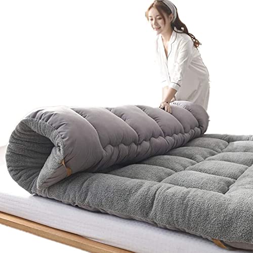 NIYADO Tragbare Futonmatratze aus Samt – Aufrollbare Schlafunterlage for Schlafsäle und Gäste – Doppelbettgröße, Grau(90x200cm(35 * 79inch)) von NIYADO
