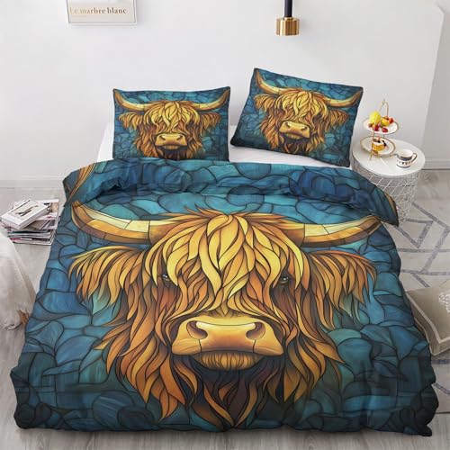 NIYAKA Bettwäsche 155x220 Highland Cow - Tiere Bettbezug 2er Set, 110gsm Mikrofaser, Weiche & Kuschelige & Bügelfreie Wendebettwäsche, 1 Kopfkissenbezug 80x80, mit Reißverschluss NIYAKA Bettwäsche 155x220 Highland Cow - Tiere Bettbezug 2er Set, 110gsm Mikrofaser, Weiche & Kuschelige & Bügelfreie Wendebettwäsche, 1 Kopfkissenbezug 80x80, mit Reißverschluss von NIYAKA