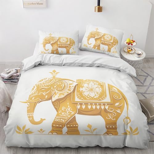 NIYAKA Bettwäsche Elefant 135x200 - Indien Afrika Wendebettwäsche, 110gsm Mikrofaser, Weiche & Kuschelige & Bügelfreie Bettbezug 2er Set, 1 Kopfkissenbezug 80x80, mit Reißverschluss NIYAKA Bettwäsche Elefant 135x200 - Indien Afrika Wendebettwäsche, 110gsm Mikrofaser, Weiche & Kuschelige & Bügelfreie Bettbezug 2er Set, 1 Kopfkissenbezug 80x80, mit Reißverschluss von NIYAKA