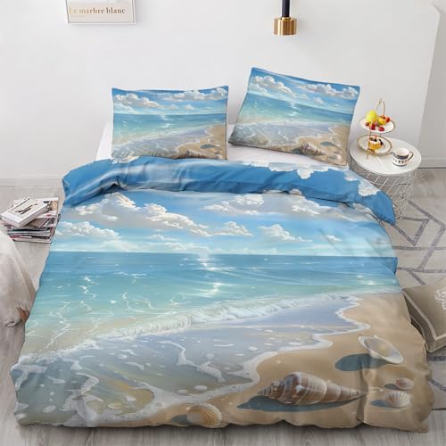 NIYAKA Bettwäsche Ozean 140x200 - Strand Hawaii Wendebettwäsche, 110gsm Mikrofaser, Weiche & Kuschelige & Bügelfreie Bettbezug 2er Set, 1 Kopfkissenbezug 80x80, mit Reißverschluss NIYAKA Bettwäsche Ozean 140x200 - Strand Hawaii Wendebettwäsche, 110gsm Mikrofaser, Weiche & Kuschelige & Bügelfreie Bettbezug 2er Set, 1 Kopfkissenbezug 80x80, mit Reißverschluss von NIYAKA