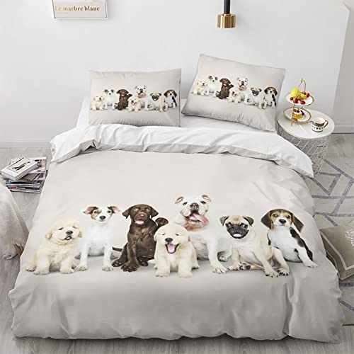 NIYAKA Hund Bettwäsche 135x200 - Bettbezug 2er Set mit 1 Kissenbezug 80x80 cm, Weich & Warme & Angenehm Mikrofaser Bettwäsche-Sets mit Reißverschluss von NIYAKA