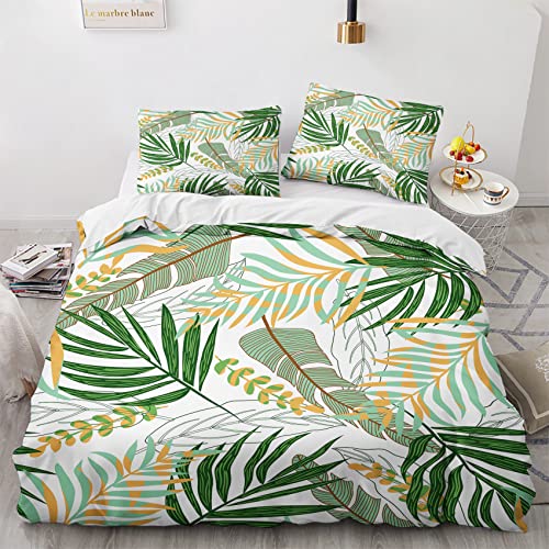 NIYAKA Palmblatt Bettwäsche 140x200 - Monstera Bettbezug 3er Set mit 2 Kissenbezüge 80x80 cm, Weich & Warme & Angenehm Mikrofaser Bettwäsche-Sets mit Reißverschluss von NIYAKA