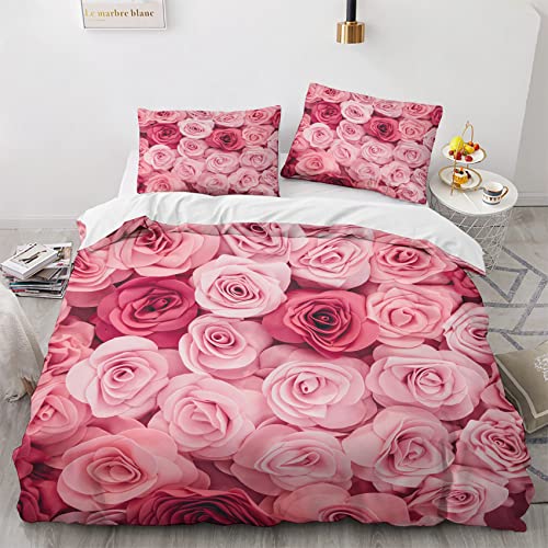 NIYAKA Rose Bettwäsche 135x200 - Bettbezug 2er Set mit 1 Kissenbezug 80x80 cm, Weich & Warme & Angenehm Mikrofaser Bettwäsche-Sets mit Reißverschluss von NIYAKA