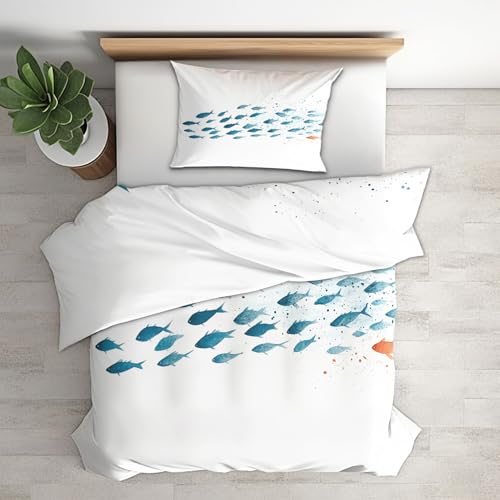 NIYAKA Sommer Bettwäsche 135x200 Fisch, Meerestiere Bettbezug 135 x 200 2er Set, Mikrofaser Wendebettwäsche mit Kissenbezug 80x80 cm, Bettwäsche-Sets mit Reißverschluss NIYAKA Sommer Bettwäsche 135x200 Fisch, Meerestiere Bettbezug 135 x 200 2er Set, Mikrofaser Wendebettwäsche mit Kissenbezug 80x80 cm, Bettwäsche-Sets mit Reißverschluss von NIYAKA