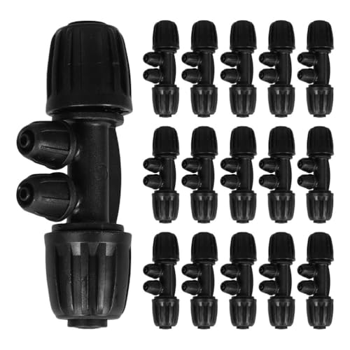 NIYANGLE 16-teilige Tropfbewässerungsteile für Tropfschläuche, Bewässerungsarmaturen, Anti-Drop-Verriegelung, Reduzierstück mit Widerhaken, 4-Wege, Schwarz von NIYANGLE