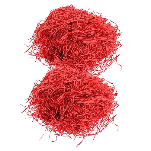 NIYANGLE 2 Packungen Dekoratives Geschreddertes Papier Pack Raffia Dekoration Rot Füllmaterial für Geschenkkartons Hochzeitsbedarf Sicher und Leicht für Verpackungen und Bastelprojekte von NIYANGLE
