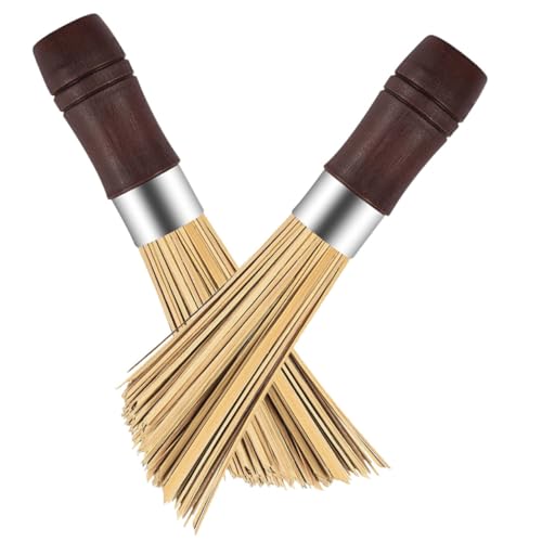 NIYANGLE 2 Stück Teiliges Küchenbürsten Natürlichem Holz Ergonomisch Geformt Robuste und Schonende Topf Pfannenreinigung für Wok Gusseisen und Hartnäckige Verschmutzungen von NIYANGLE