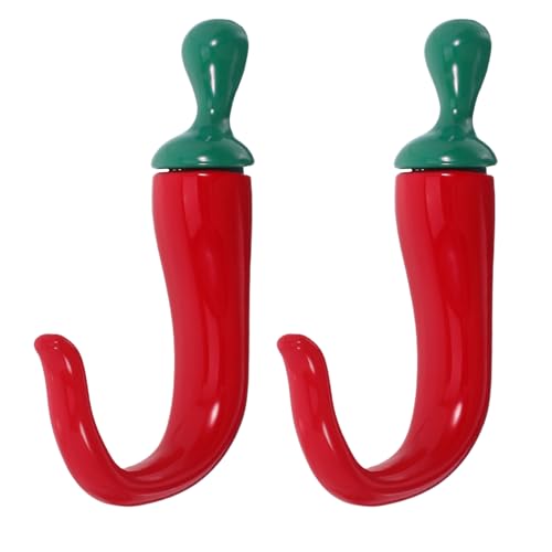 NIYANGLE 2 Wandhaken: Aufhängehaken im Chili-Pfeffer-Design – Vintage-Kleiderbügel aus Metall – ideal zum Aufhängen von Handtüchern, Schals und Taschen von NIYANGLE