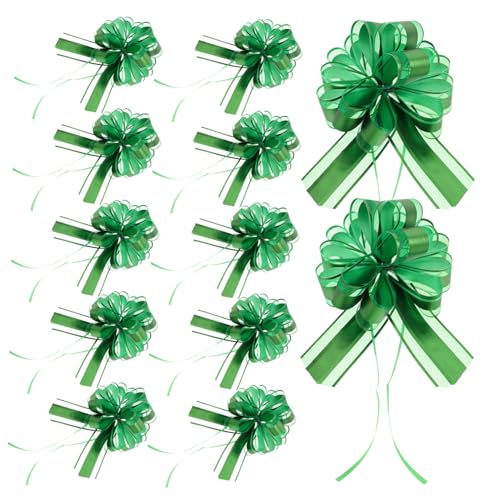 NIYANGLE 20 Stück Matte Metallic Pull Ribbon Bows Fade resistente Party Festivaldeko Elegante Ballblumen designs in Dunkelgrün für Hochzeiten Geburtstage und Festliche Anlässe von NIYANGLE