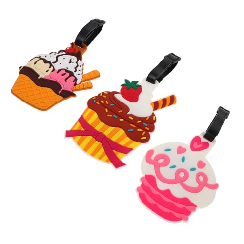 NIYANGLE 3 Stück Kofferanhänger aus Weichem PVC Niedliche Kuchenform Gepäckanhänger für Frauen Langlebig und Farbenfroh Einsetzbar für Koffer Rucksack Handtasche von NIYANGLE
