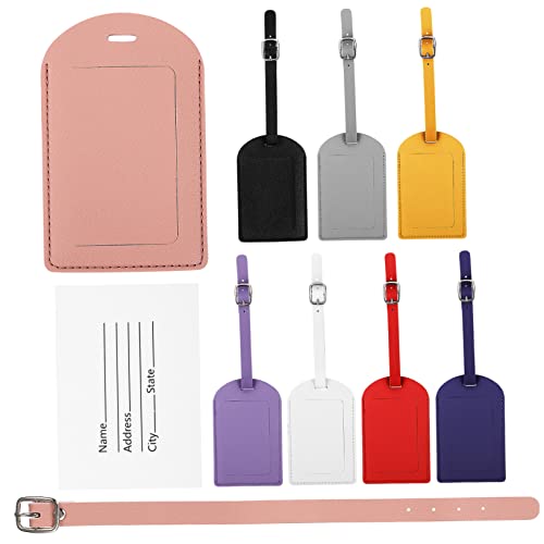 NIYANGLE 8 Stück Teiliges Set Gepäckanhänger Dickem PU mit Klappdeckel Kofferetiketten Bunten Farben Blau Gelb Weiß Rot Schwarz für Reisetaschen und Koffer NIYANGLE 8 Stück Teiliges Set Gepäckanhänger Dickem PU mit Klappdeckel Kofferetiketten Bunten Farben Blau Gelb Weiß Rot Schwarz für Reisetaschen und Koffer von NIYANGLE