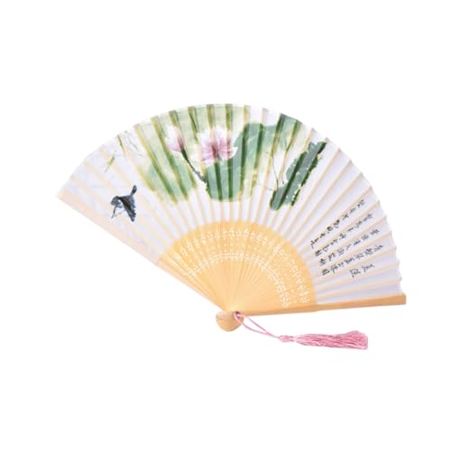 NIYANGLE Chinesischer Handfächer Faltbar Leicht Bambus mit Kunstseide Vintage Wassermalfächer für Hochzeit Bühne Tanz Outdoor Dekoration Traditionell Elegant von NIYANGLE