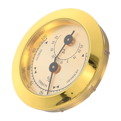 NIYANGLE Zigarrenhygrometer eingebettetes Thermometer Zigarrenfeuchtigkeitsmesser Hygrometer für Zigarrenhumidor Zigarrenschrank-Hygrometer Hydrometer-Feuchtigkeitsmesser Abs Golden von NIYANGLE