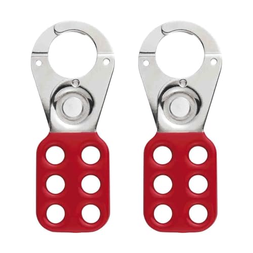 2 Stück Haspe, Verriegelungshaspe, Hasp Lock, Haspe Vorhängeschloss, Lock Out Tag Out Haspe, Lockout Hasp, Lock Out Haspe, Verriegelungshaspe Lockout, 25 mm Öffnungsabstand (Rot) von NIYATA