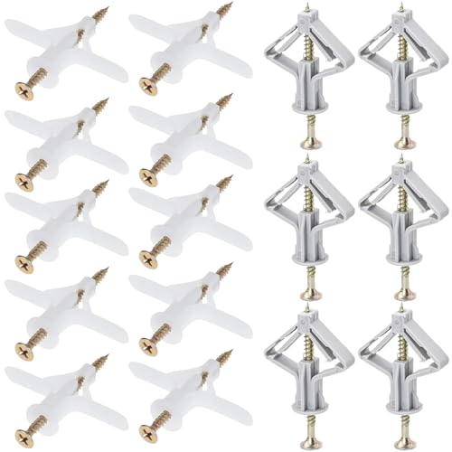 100 Stk Hohlraumdübel m8 Set, Trockenbau Dübel, Gipskartondübel, Spreizdübel, Hohlraumdübel Gipskarton, Spreizdübel Rigips 8mm, Spreizdübel mit Schrauben, 50 Butterfly Dübel, 50 Flugzeugform Dübel von NIYATA