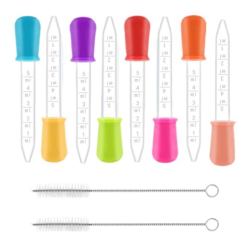 NIYATA 10 Stück Pipette aus Kunststoff, 5 ml, mit 2 sauberen Bürsten, Tropfen, Pipette für molekulare Küche, geeignet für Küche, Labor, Zeichnen von NIYATA